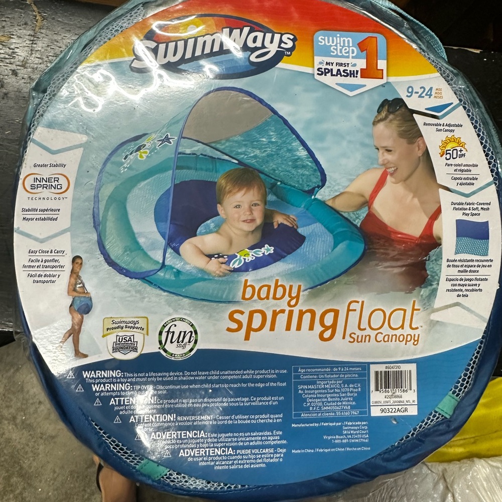 NEW Baby Spring Float with Sun Canopy - Blue